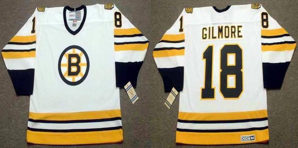 2019 Men Boston Bruins #18 Gilmore White CCM NHL jerseys